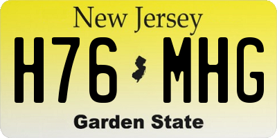 NJ license plate H76MHG