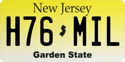 NJ license plate H76MIL