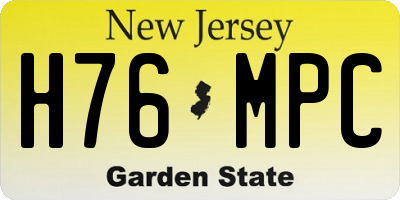 NJ license plate H76MPC