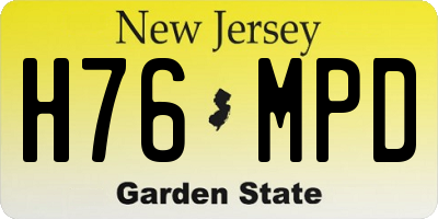 NJ license plate H76MPD