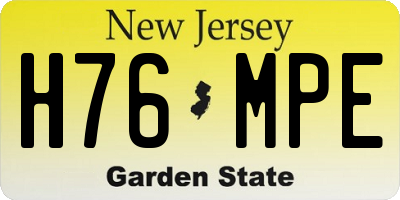 NJ license plate H76MPE
