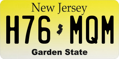 NJ license plate H76MQM