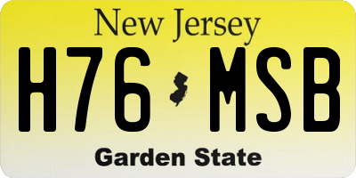 NJ license plate H76MSB
