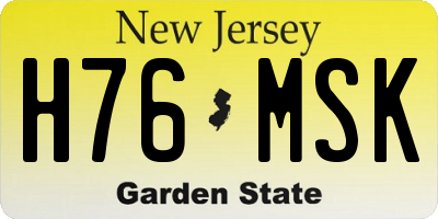 NJ license plate H76MSK