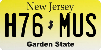 NJ license plate H76MUS