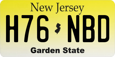 NJ license plate H76NBD