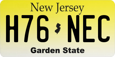 NJ license plate H76NEC