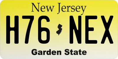 NJ license plate H76NEX