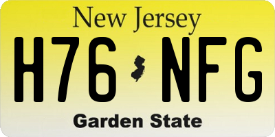 NJ license plate H76NFG