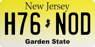 NJ license plate H76NOD