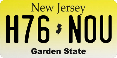 NJ license plate H76NOU