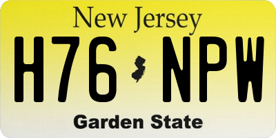 NJ license plate H76NPW