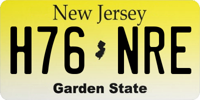 NJ license plate H76NRE