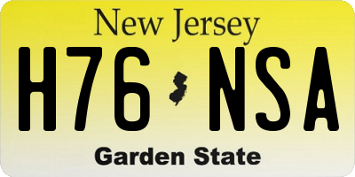 NJ license plate H76NSA