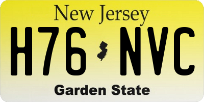 NJ license plate H76NVC