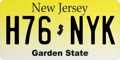NJ license plate H76NYK