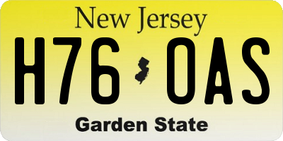 NJ license plate H76OAS