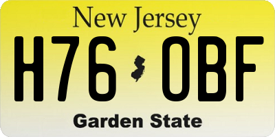 NJ license plate H76OBF