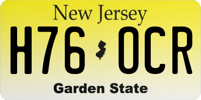 NJ license plate H76OCR