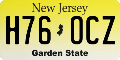 NJ license plate H76OCZ
