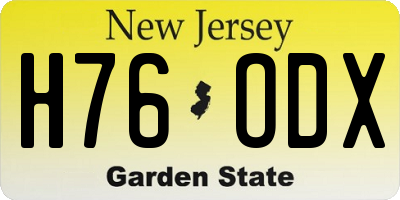 NJ license plate H76ODX