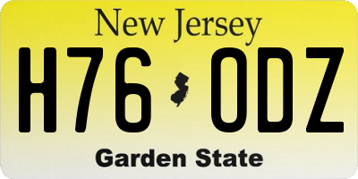 NJ license plate H76ODZ