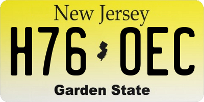 NJ license plate H76OEC