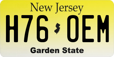 NJ license plate H76OEM