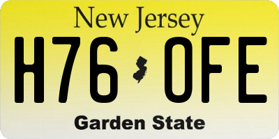 NJ license plate H76OFE