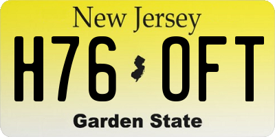 NJ license plate H76OFT