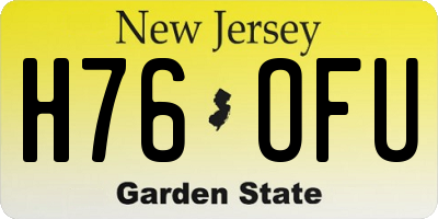 NJ license plate H76OFU