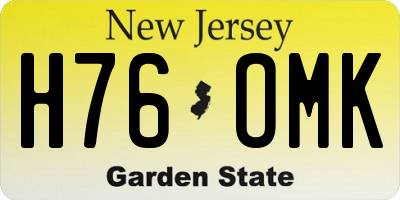 NJ license plate H76OMK