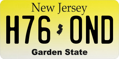 NJ license plate H76OND