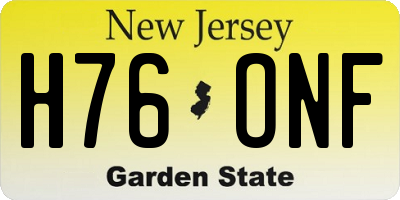 NJ license plate H76ONF