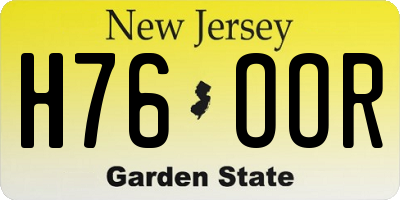 NJ license plate H76OOR