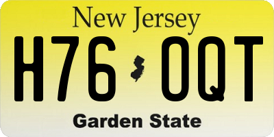 NJ license plate H76OQT
