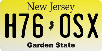 NJ license plate H76OSX