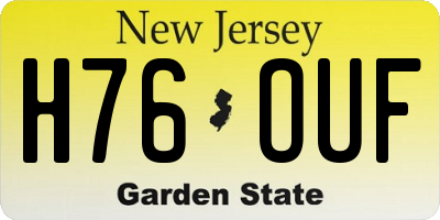 NJ license plate H76OUF