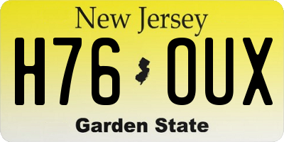 NJ license plate H76OUX