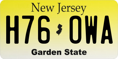 NJ license plate H76OWA
