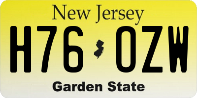 NJ license plate H76OZW