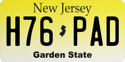 NJ license plate H76PAD