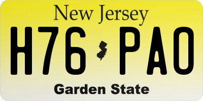 NJ license plate H76PAO