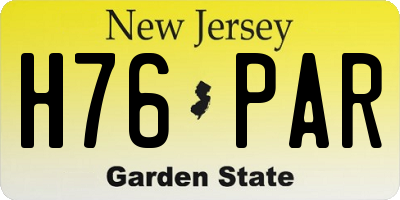NJ license plate H76PAR