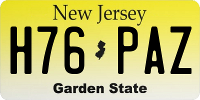 NJ license plate H76PAZ
