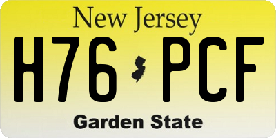 NJ license plate H76PCF