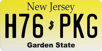 NJ license plate H76PKG