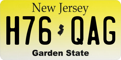 NJ license plate H76QAG