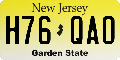 NJ license plate H76QAO