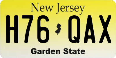 NJ license plate H76QAX